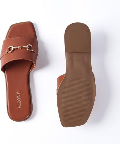 Women's Dressy Flat Sandals for Women Square Open Toe Slip on Comfortable Slide Sandals Summer in Kuwait