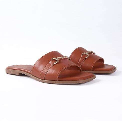 Women's Dressy Flat Sandals for Women Square Open Toe Slip on Comfortable Slide Sandals Summer in Kuwait