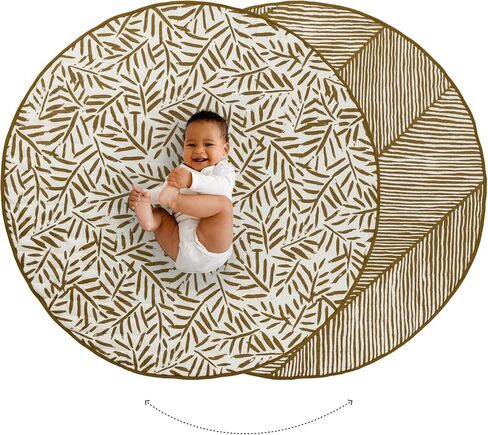 Toddlekind Organic Cotton Reversible Play Mat – 48" Handmade Blanket for Floor Activities, Tummy Time, Nursery Decor, and Family Comfort 0m+ Sandstone (Beige) in Kuwait