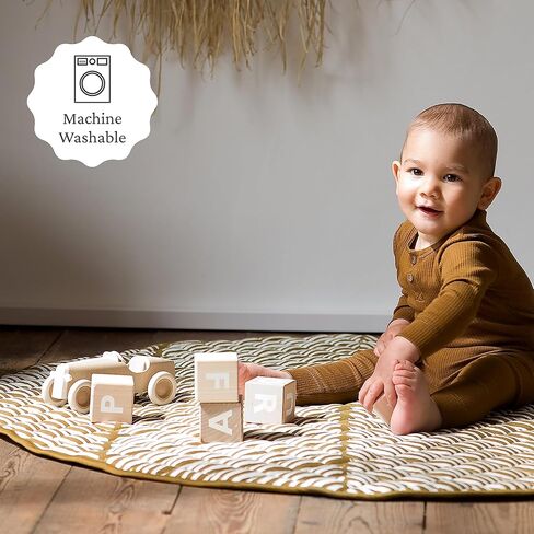 Toddlekind Organic Cotton Reversible Play Mat – 48" Handmade Blanket for Floor Activities, Tummy Time, Nursery Decor, and Family Comfort 0m+ Sandstone (Beige) in Kuwait