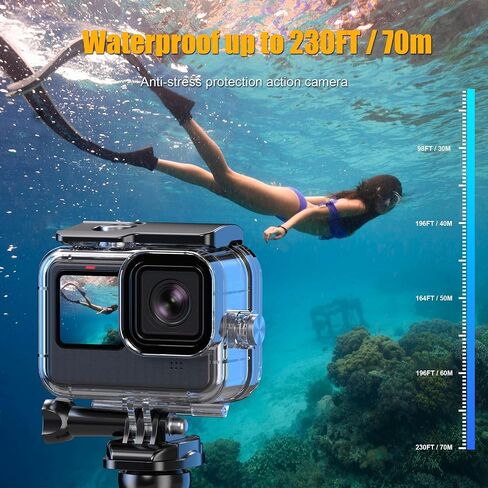 Waterproof Case for Go Pro Hero 12/11/10/9 Black with 3 Pack Dive Filters, 196FT/60M Underwater Protective Housing Dive Accessories in Saudi Arabia