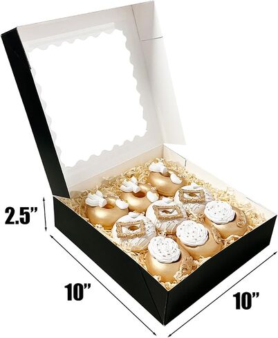 Bakepacker 36pcs Pink Pie Boxes 10x10x2.5 inches Easy Assemble Macaroon Cookie Boxes Bakery Boxes with Window for Bakery (Auto-pop Up) in Saudi Arabia