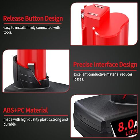2Pack 8.0Ah Battery Replacement for Milw M-12 Battery 48-11-2440 48-11-2402 48-11-2411 12V Cordless Tools in Saudi Arabia