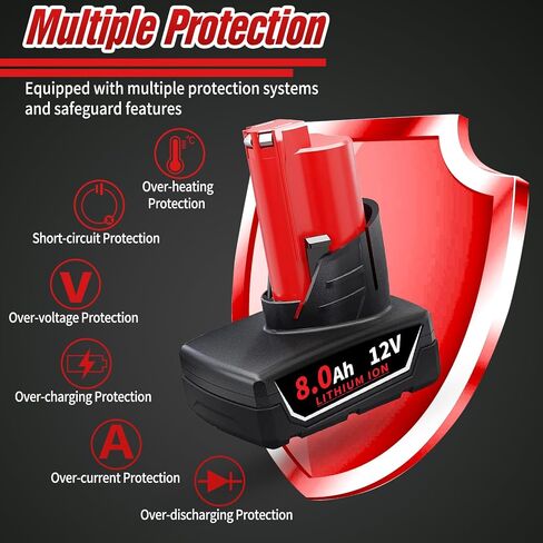 2Pack 8.0Ah Battery Replacement for Milw M-12 Battery 48-11-2440 48-11-2402 48-11-2411 12V Cordless Tools in Saudi Arabia