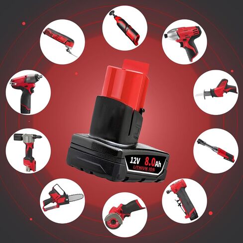 2Pack 8.0Ah Battery Replacement for Milw M-12 Battery 48-11-2440 48-11-2402 48-11-2411 12V Cordless Tools in Saudi Arabia