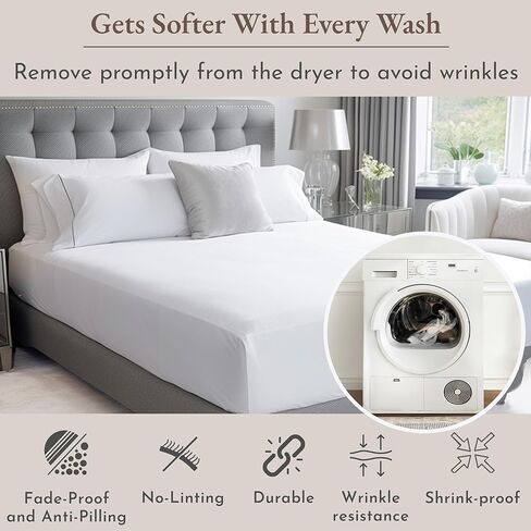 California Design Den Queen Sheet Set - Natural 100% Cotton Sheets Queen Size Bed Set with Deep Pockets, Soft Sateen Weave, Breathable, Cooling and Durable Bedding - White in Saudi Arabia