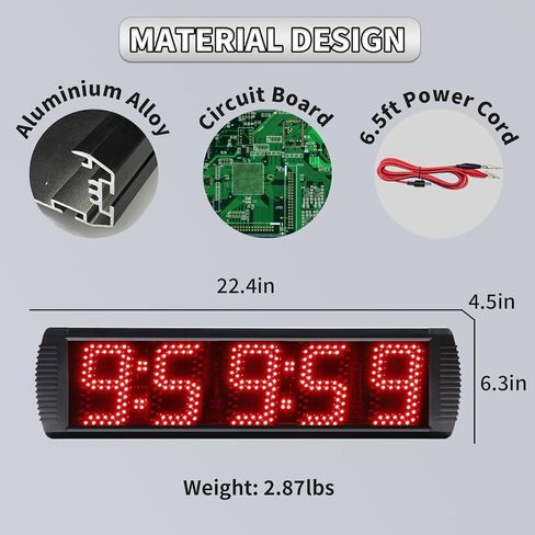 Ganxin 5 بوصة LED ساعة سباق مع ترايبود لأحداث الجري ، ساعة العد التنازلي الماراثون ، ساعة صالة الألعاب الرياضية ، العد ، ساعة التوقيت ، التحكم اللاسلكي عن بعد والتحكم في التطبيق ، 5 مستويات سطوع قابلة للتعديل (أحمر) in Kuwait