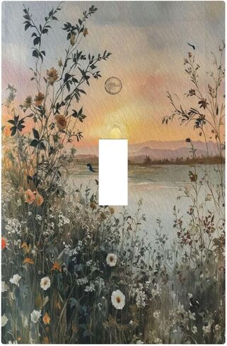 Decorative Light Switch Cover Plate Sunset Plants Flower Daisy Nature Lakescape 1 Gang Wall Plate Cover Single Toggle Switch Plate Covers Jumbo Electrical Switchplate Receptacle Faceplate in Saudi Arabia