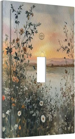 Decorative Light Switch Cover Plate Sunset Plants Flower Daisy Nature Lakescape 1 Gang Wall Plate Cover Single Toggle Switch Plate Covers Jumbo Electrical Switchplate Receptacle Faceplate in Saudi Arabia
