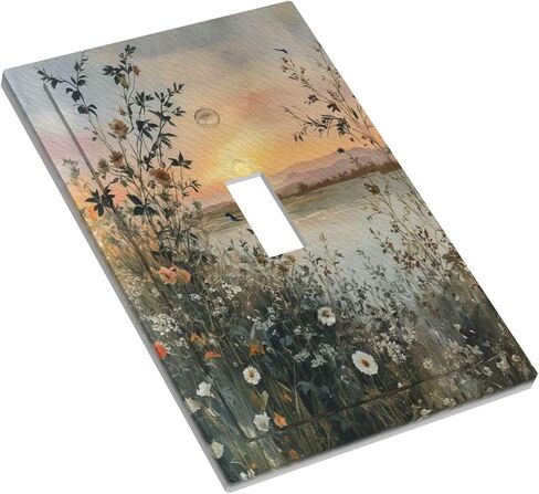 Decorative Light Switch Cover Plate Sunset Plants Flower Daisy Nature Lakescape 1 Gang Wall Plate Cover Single Toggle Switch Plate Covers Jumbo Electrical Switchplate Receptacle Faceplate in Saudi Arabia