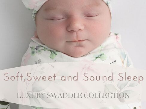 Newborn Baby Girl Swaddle and Headband Beanie Set with a Birth Announcement Card Floral Print Receiving Blanket (Ink Pink) in Saudi Arabia