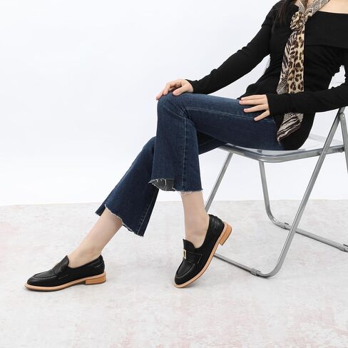 SKYSTERRY Loafers for Women Penny Loafers with Round Toe Low Chunky Block Heels Comfortable Women Loafers Shoes for Work Party Dating Shopping in Saudi Arabia