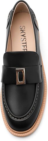SKYSTERRY Loafers for Women Penny Loafers with Round Toe Low Chunky Block Heels Comfortable Women Loafers Shoes for Work Party Dating Shopping in Saudi Arabia