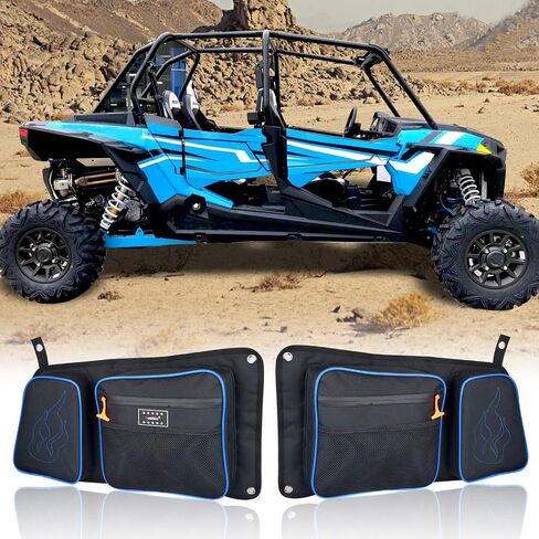 RZR 1680D Rear Door Bags, Passenger and Driver Side Storage Bag Set with Knee Pad Compatible with 2014-2019 Polaris RZR 4 900, XP4 1000, 4 Door Turbo (Orange Piping) in Saudi Arabia