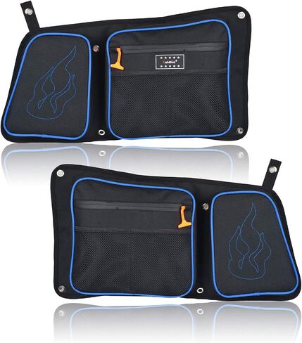 RZR 1680D Rear Door Bags, Passenger and Driver Side Storage Bag Set with Knee Pad Compatible with 2014-2019 Polaris RZR 4 900, XP4 1000, 4 Door Turbo (Orange Piping) in Saudi Arabia