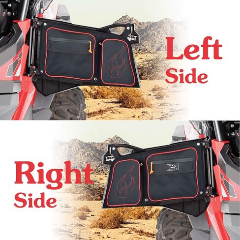 أكياس الباب الخلفي RZR 1680D، مجموعة حقيبة تخزين جانبية للركاب والسائق مع وسادة للركبة متوافقة مع 2014-2019 Polaris RZR 4 900، XP4 1000، 4 أبواب توربو (أنابيب برتقالية) in Kuwait