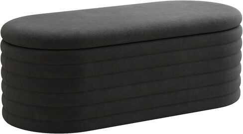 Storage Ottoman Bench 40 inch Upholstered Chenille Fabric Storage Bench for Bedroom End of Bed Stool Aesthetic Large Storage Ottoman for Living Room Entryway,Black in Saudi Arabia