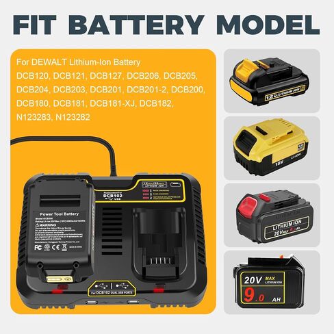 4 Packs 20V 6.0Ah Battery with DCB102 2-Port Fast Charger Combo Compatible for DeWalt 20V Max Battery DCB206 DCB205 DCB207 DCB208, Compatible with DeWalt 20 Volt DCD/DCF/DCG/DCS Cordless Power Tools in Saudi Arabia