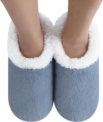 Snoozies Butter Soft House Slippers for Women, Cozy Sherpa-Lined Slipper Socks for Women Soft Sole Non-Skid Machine Washable in Saudi Arabia