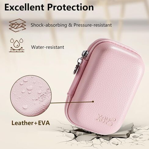 Digital Camera Case Compatible with Canon Powershot G7X Mark III/ SX740/ Sony ZV-1/RX100 VII/Panasonic ZS99/ Ricoh GR, Small Travel Compact Cameras Storage Holder with Lanyard (Pink) in Saudi Arabia