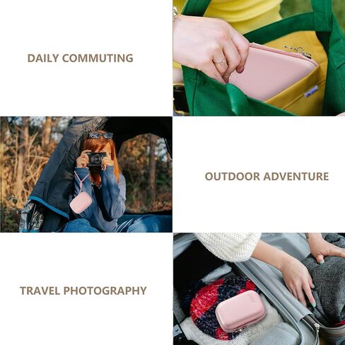 Digital Camera Case Compatible with Canon Powershot G7X Mark III/ SX740/ Sony ZV-1/RX100 VII/Panasonic ZS99/ Ricoh GR, Small Travel Compact Cameras Storage Holder with Lanyard (Pink) in Saudi Arabia