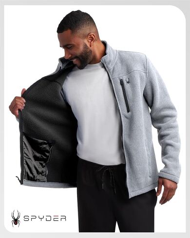 Spyder Mens Fleece Jacket - Soft and Warm Sherpa Bonded Full Zip Up Midweight Outerwear Jackets for Men with UPF30+ (S-XXL) in Kuwait