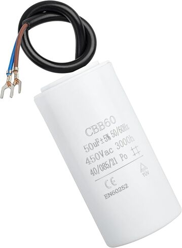 CBB60 60UF MFD Motor Run Capacitor 450VAC VOLTS REOLDER مع سلكين ، مكثف فيلم البولي بروبيلين المعدني للركض المحرك ، مكيفات الهواء ، الغسالات ، مضخات البلياردو ومضخات المياه in Kuwait