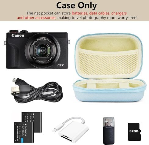 Digital Camera Case Compatible with Canon Powershot G7X Mark III/ SX740/ Sony ZV-1/RX100 VII/Panasonic ZS99/ Ricoh GR, Small Travel Compact Cameras Storage Holder with Lanyard (Pink) in Saudi Arabia