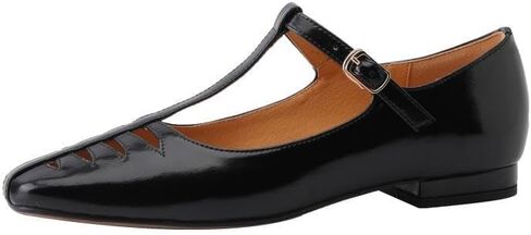 TinaCus Women's Genuine Leather Handmade Hollow Out T-Strap Mary Jane Flats Shoes in Saudi Arabia