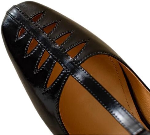 TinaCus Women's Genuine Leather Handmade Hollow Out T-Strap Mary Jane Flats Shoes in Saudi Arabia