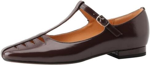 TinaCus Women's Genuine Leather Handmade Hollow Out T-Strap Mary Jane Flats Shoes in Saudi Arabia