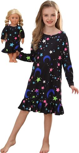 Bow Dream Toddler Girl Dress Cute and Matching American Girl Doll Clothes Accessories for Girls Dresses Star Night in Saudi Arabia