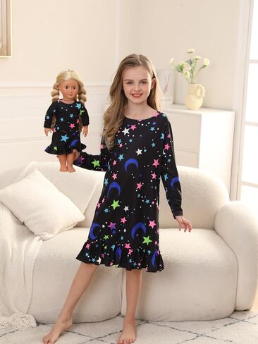 Bow Dream Toddler Girl Dress Cute and Matching American Girl Doll Clothes Accessories for Girls Dresses Star Night in Saudi Arabia