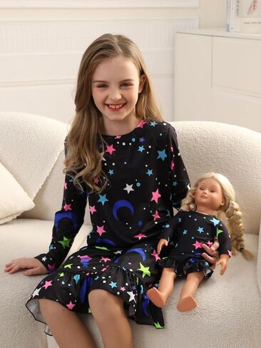 Bow Dream Toddler Girl Dress Cute and Matching American Girl Doll Clothes Accessories for Girls Dresses Star Night in Saudi Arabia