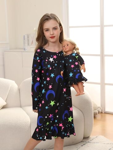 Bow Dream Toddler Girl Dress Cute and Matching American Girl Doll Clothes Accessories for Girls Dresses Star Night in Saudi Arabia