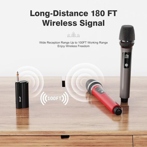 Wireless Microphones, Professional UHF Dual Microphones for Karaoke, Wireless Dynamic Microphone System Set with Rechargeable Receiver,Plug and Play, Speech, Wedding, Church, PA System in Saudi Arabia
