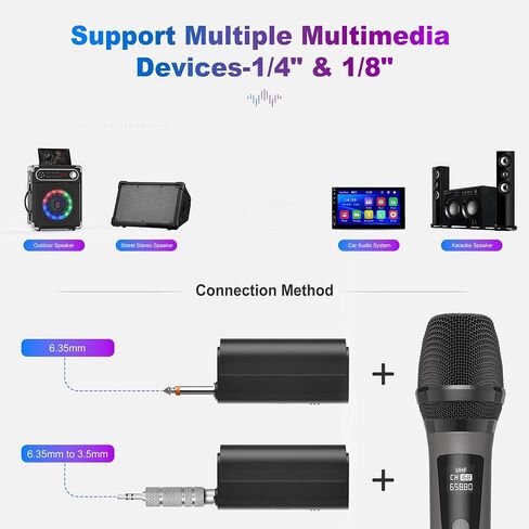 Wireless Microphones, Professional UHF Dual Microphones for Karaoke, Wireless Dynamic Microphone System Set with Rechargeable Receiver,Plug and Play, Speech, Wedding, Church, PA System in Saudi Arabia