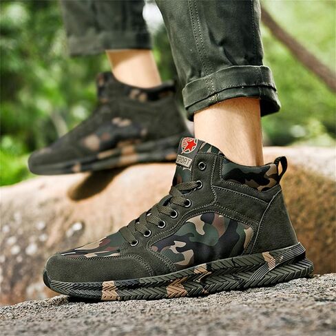 High-top Sports Canvas Camouflage Shoes Suitable for Outdoor Mountaineering and Hiking Training in Kuwait