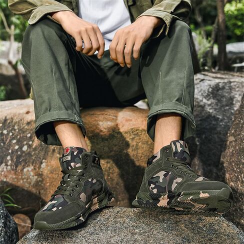High-top Sports Canvas Camouflage Shoes Suitable for Outdoor Mountaineering and Hiking Training in Kuwait
