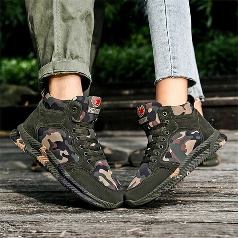 High-top Sports Canvas Camouflage Shoes Suitable for Outdoor Mountaineering and Hiking Training in Kuwait