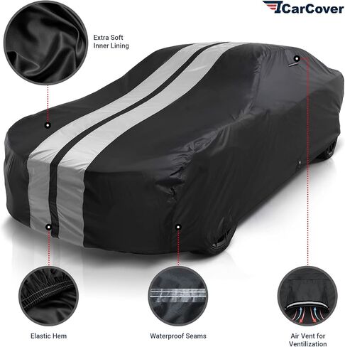 iCarCover Fits: [Ford Mustang Fastback] 1969-1973 Premium Full Car Cover Waterproof All Weather Resistant Custom Outdoor Indoor Sun Snow Storm Protection Form-Fit Padded Cover with Straps in Saudi Arabia