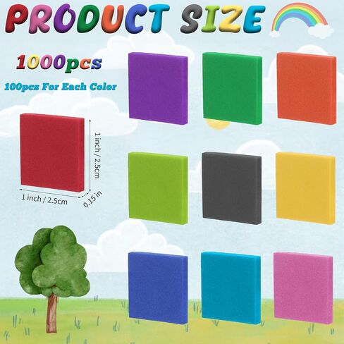Coopay 1000 Pcs Foam Square Color Tiles, Math Counters, Sorting Colored Foam Squares Math Counting Manipulatives, Game Tokens, Bingo Chips, Classroom Crafts for Kids Learning Development Toys in Saudi Arabia