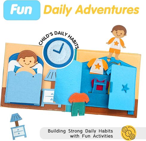 شعرت Life Daily Life of Boys Boy Bud For Toddlers ، Montessori Busy Books ، Preschool Couns Previco Proghly Book Book Learning Skills ، House Prayend Play Dress Up ، Montessori Toys for 3 4 5 years Autism Sensory in Kuwait