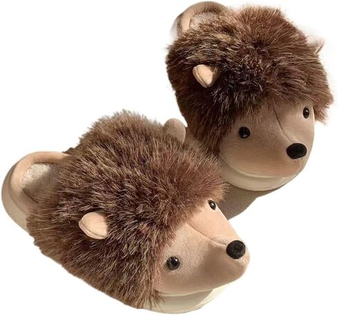 Hedgehog Fuzzy Cute Animal Slippers For Women And Girl Fun Warm Full Coverage Funny Cozy Fluffy Kawaii Fuzzy Indoor Outdoor in Saudi Arabia