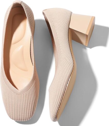 CELNEPHO Women’s Pumps Chunky Low Block Heel Closed Toe Comfortable Dress Pumps Knit Shoes Arch Support Slip On Wedding Shoes Casual Office in Saudi Arabia