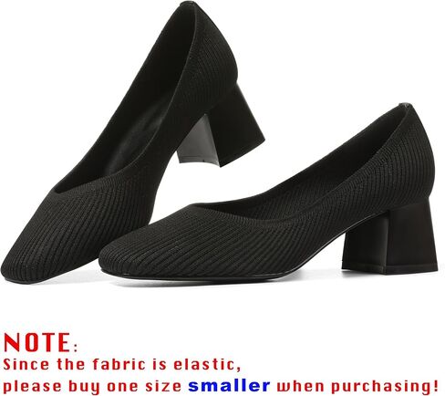CELNEPHO Women’s Pumps Chunky Low Block Heel Closed Toe Comfortable Dress Pumps Knit Shoes Arch Support Slip On Wedding Shoes Casual Office in Saudi Arabia