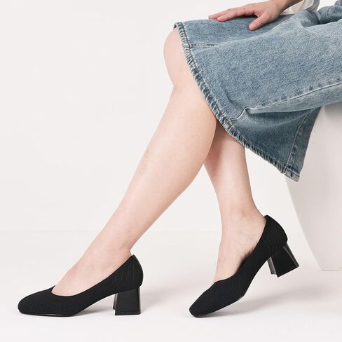 CELNEPHO Women’s Pumps Chunky Low Block Heel Closed Toe Comfortable Dress Pumps Knit Shoes Arch Support Slip On Wedding Shoes Casual Office in Saudi Arabia