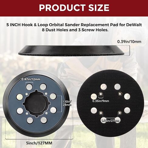 2Pcs 5 Inch 8 Hole Sander Pad 3 Screw Holes Sanding Pad | 125mm Hook and Loop, Orbital Sander Pad, Replacement for BO5010 BO5030K BO5031K BO5041K in Saudi Arabia