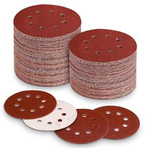 100 PCS 5 Inch Sanding Discs 60 80 120 240 320 Grit 8 Holes Round Hook and Loop Sandpaper for Random Orbital Sander