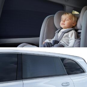 [2025 Upgraded] Car Window Shades for Baby[Ice Crystal Cooling Layer](2 Pack) UV-Blocker Cling Sun Shade 99% UV Protection Fit SUV/Sedan/Minivan | Roll Windows Down, Privacy Safe Medium